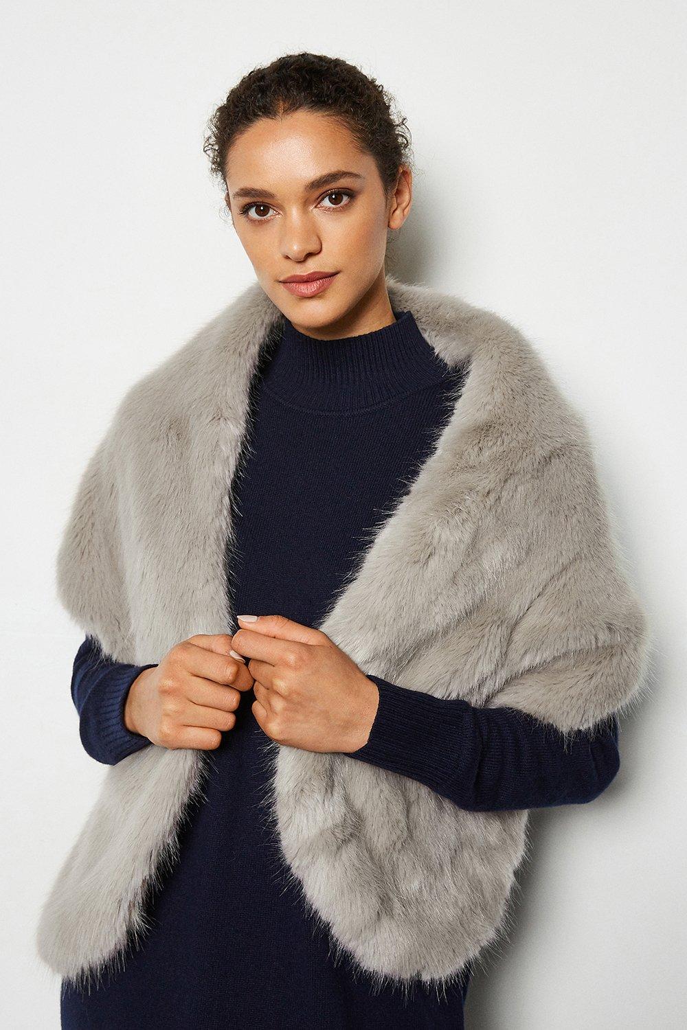 grey fur wrap