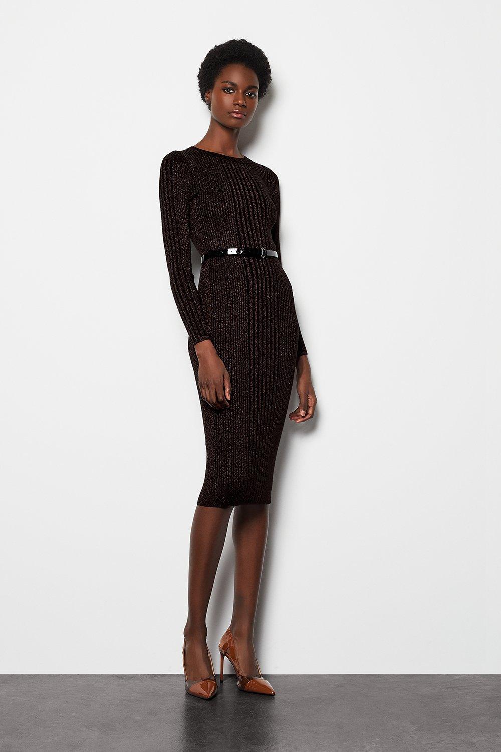 ribbed knit midi dress