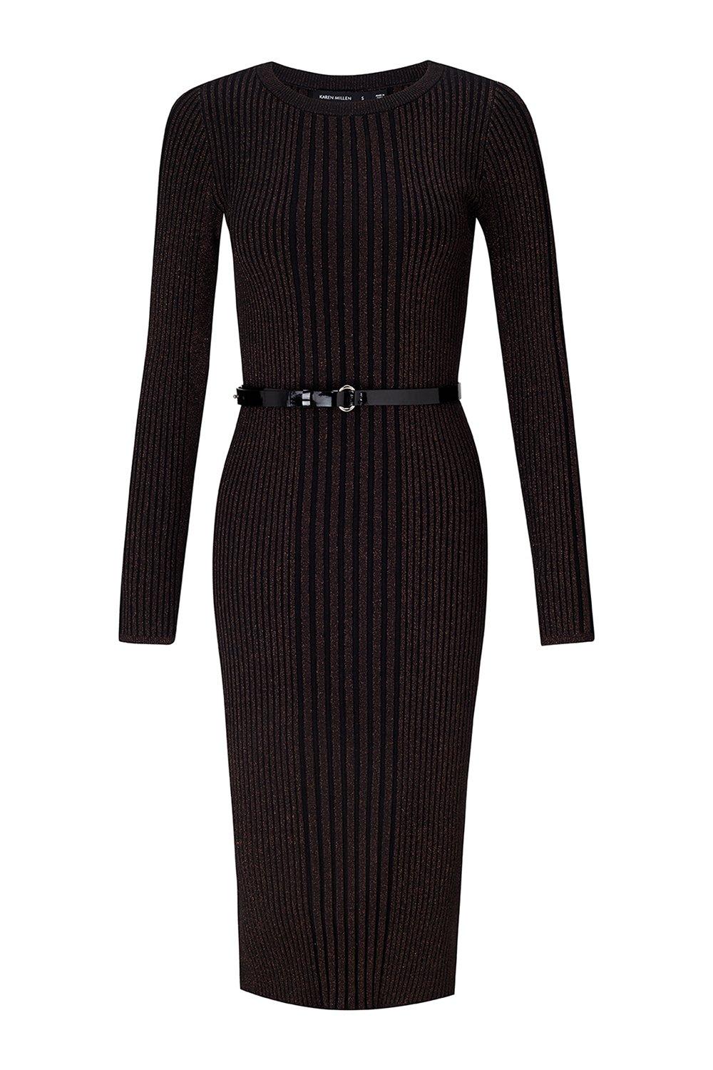 black metallic knit dress