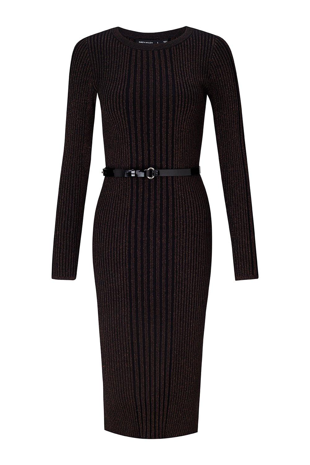 karen millen ribbed knit bodycon dress