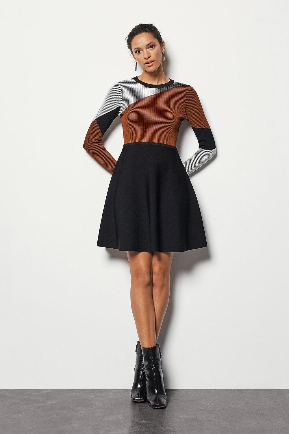 karen millen colourblock knit dress