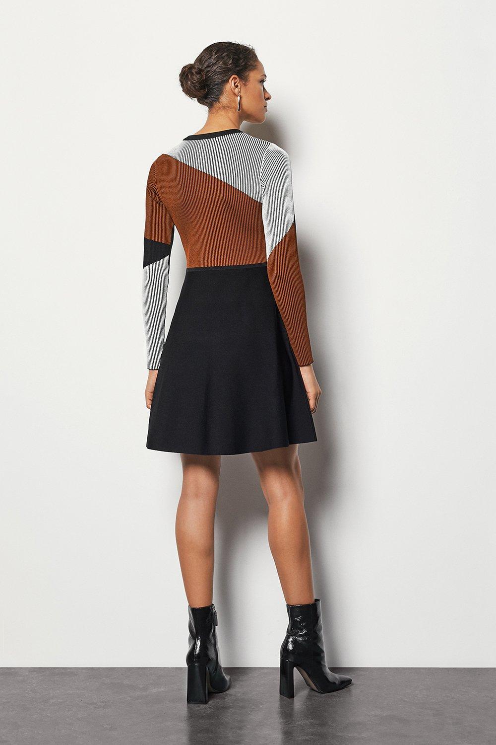 karen millen colourblock knit dress