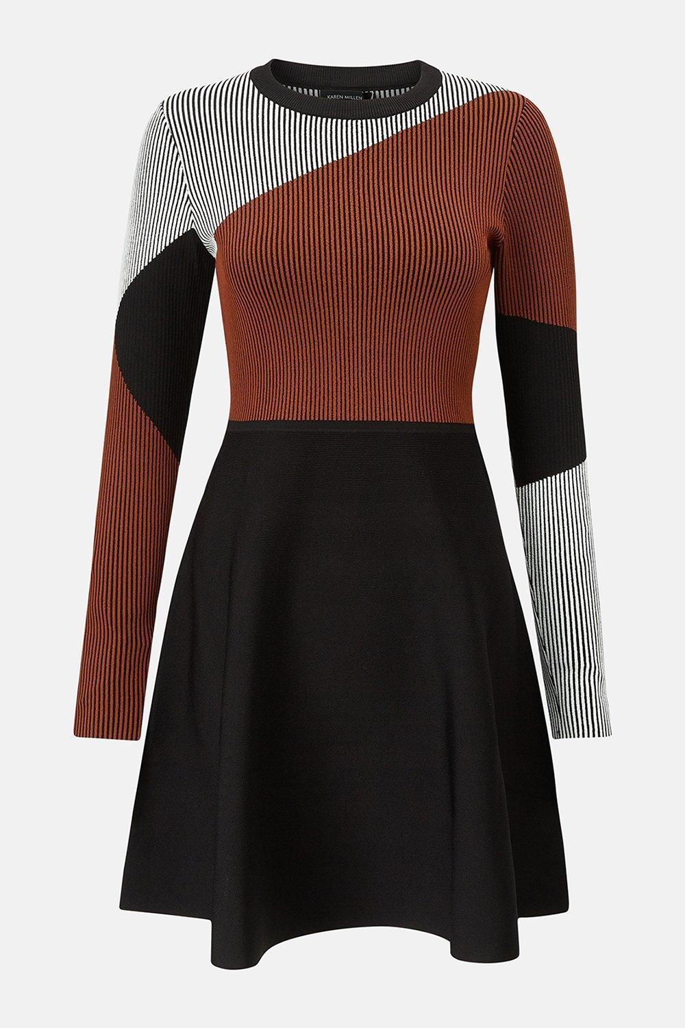 karen millen colourblock knit dress