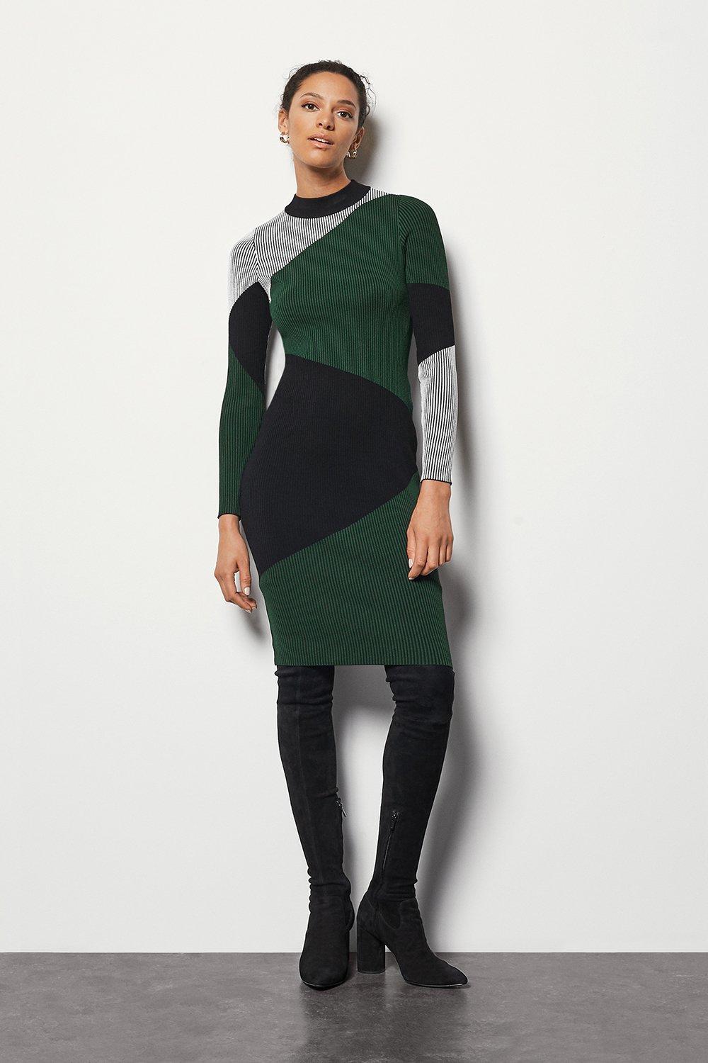 karen millen colour block leopard print dress