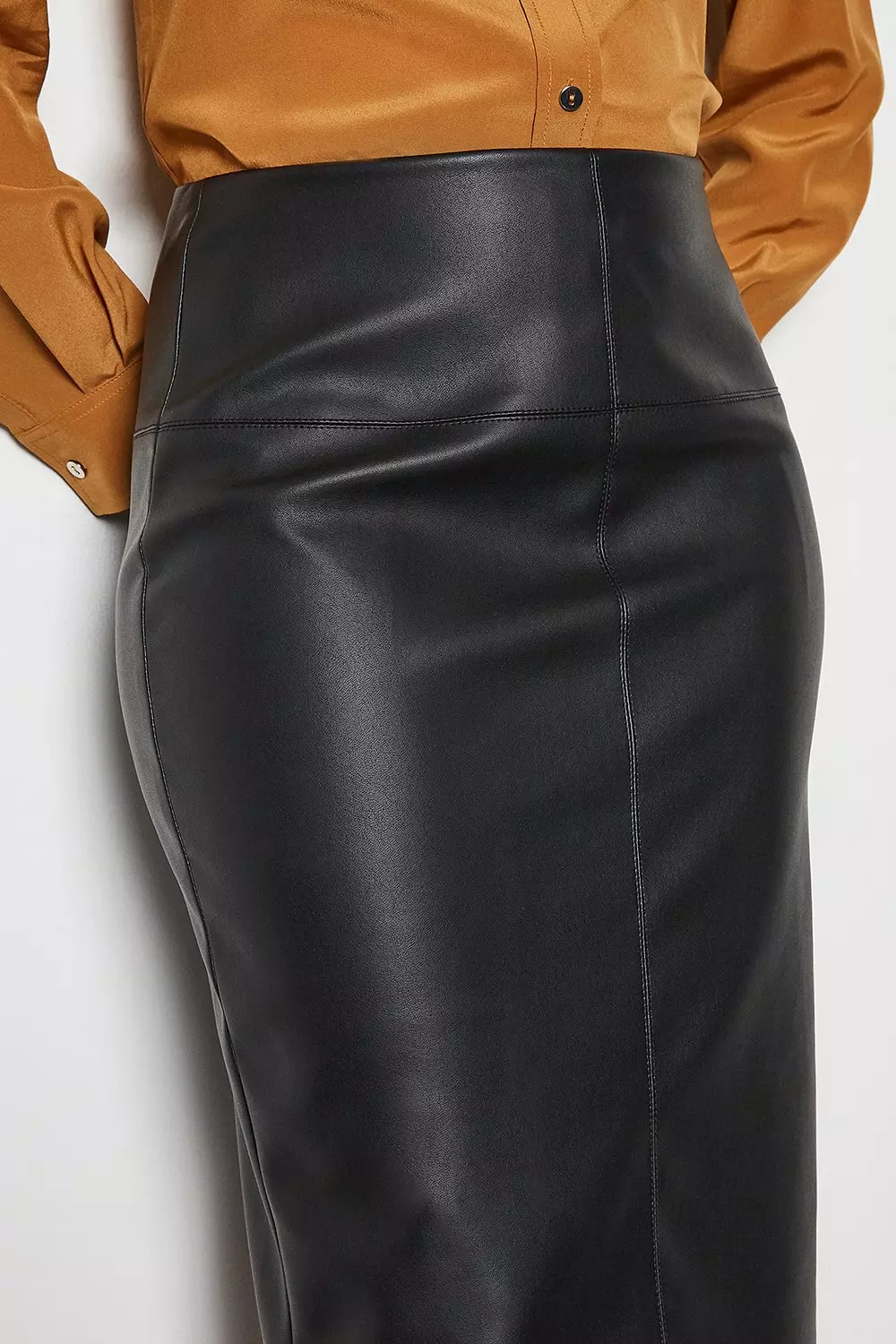 Faux-leather pencil skirt - Women