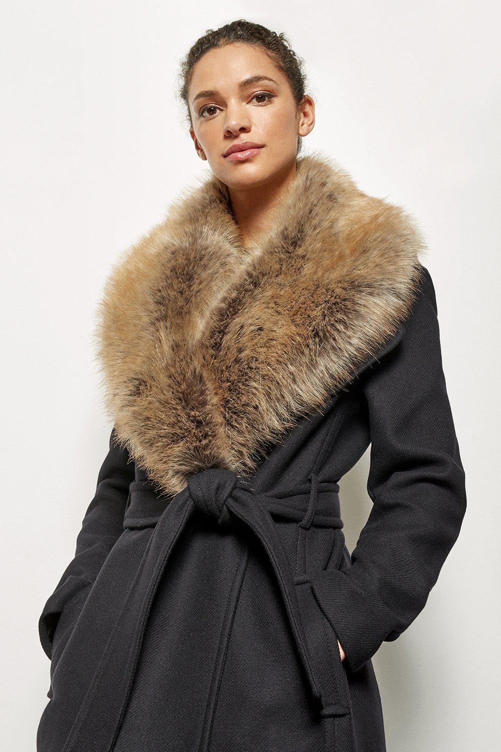 black coat with fur collar