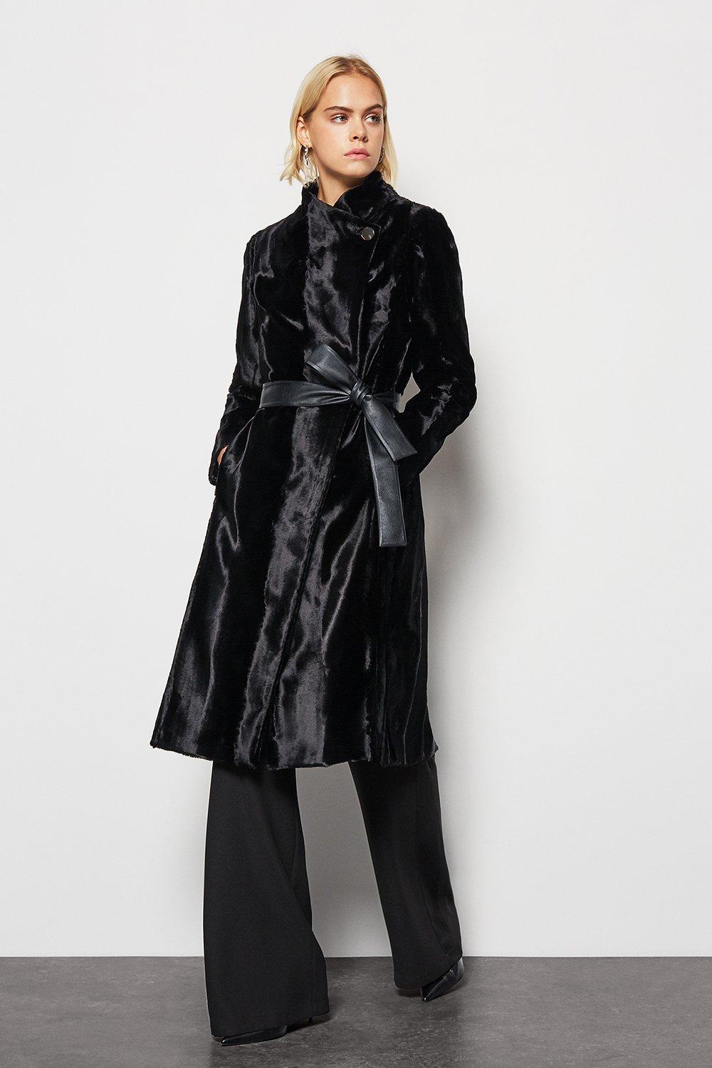 karen millen black pony coat