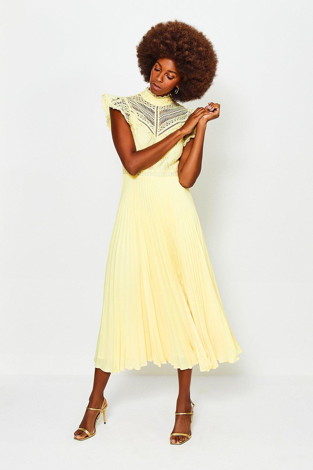 karen millen yellow lace dress