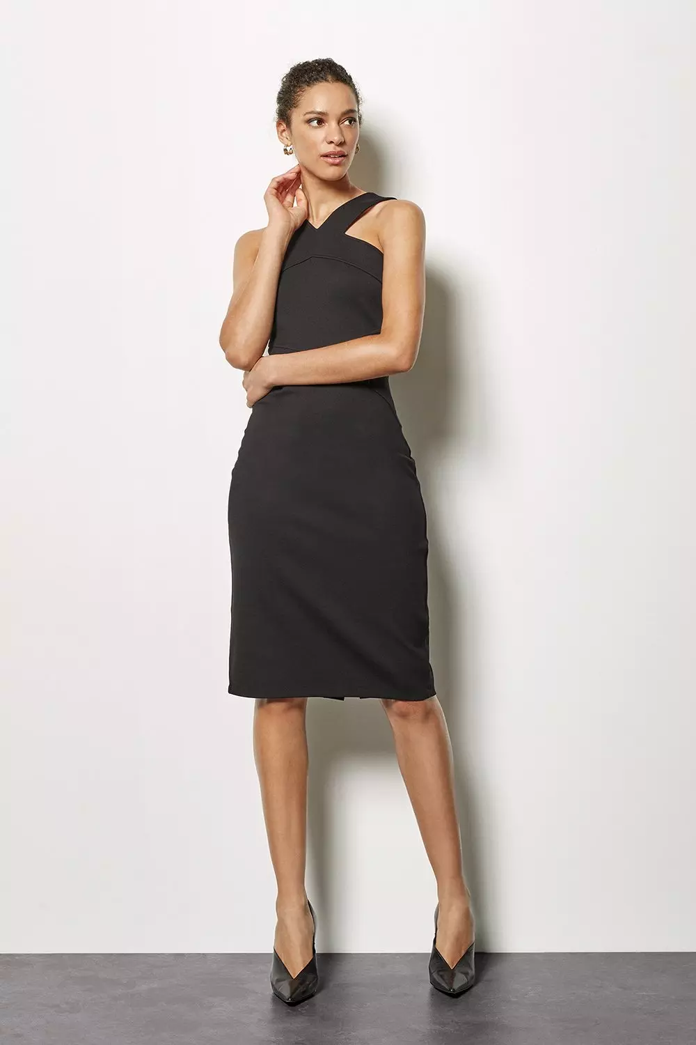 Cross neck 2024 black dress