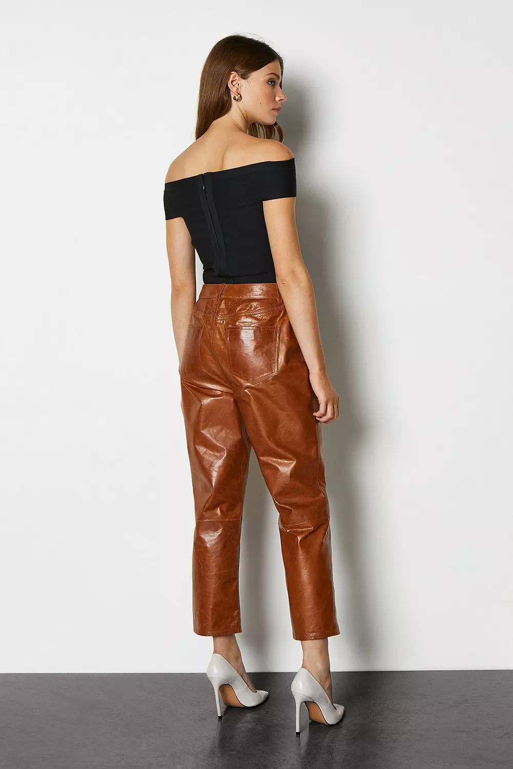 Leather on sale bardot top