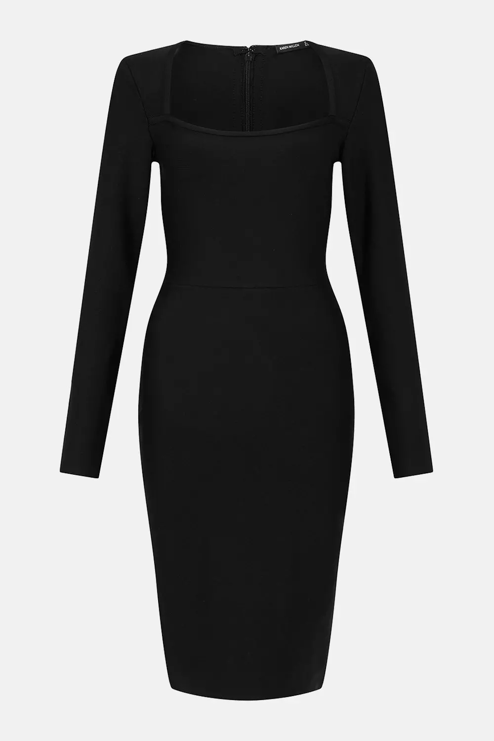 Bandage Knit Square Neck Midi Dress