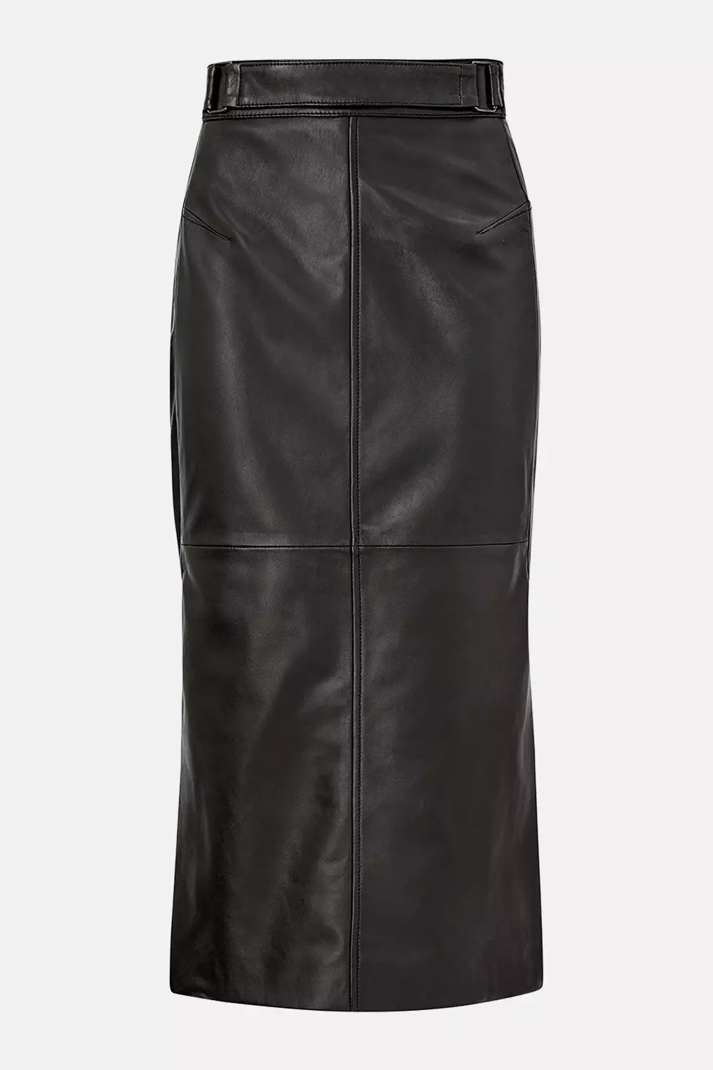 Karen millen black leather 2024 skirt