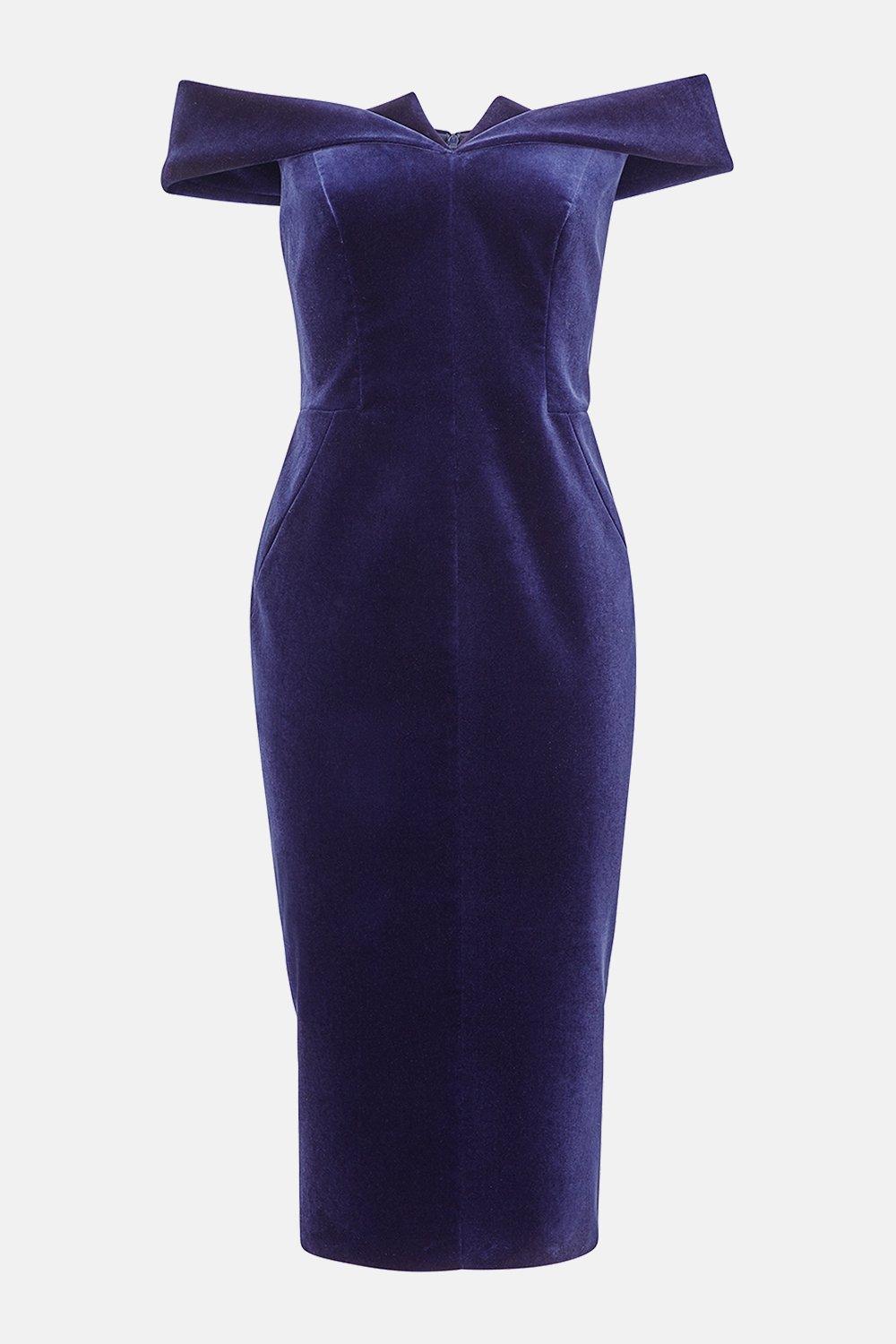 karen millen blue velvet dress