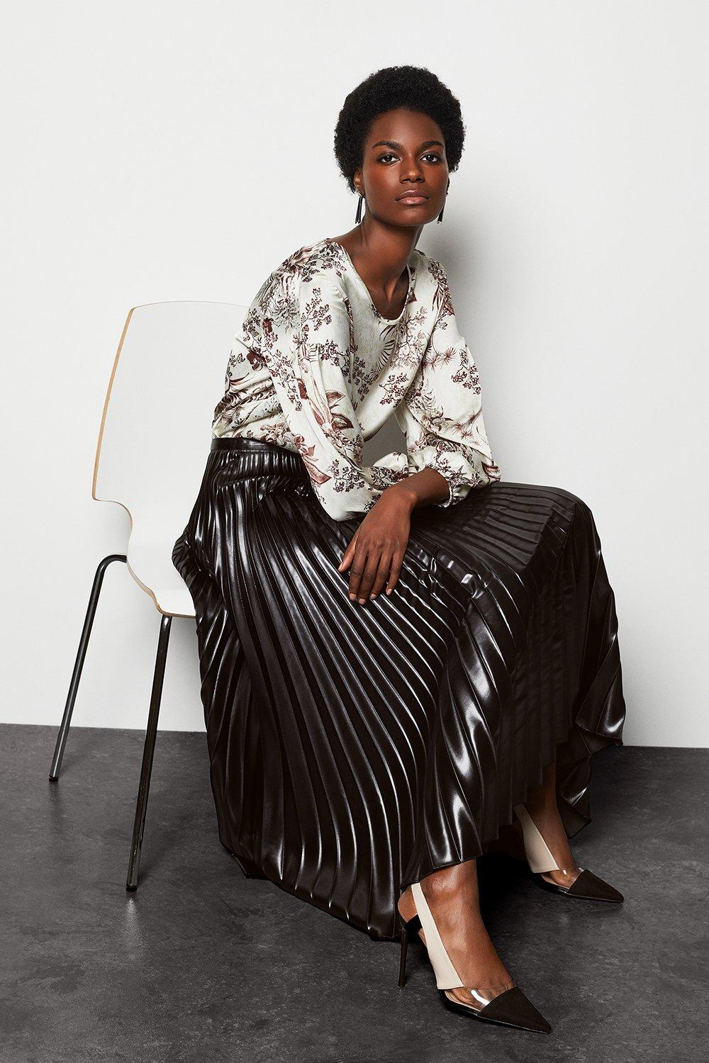 karen millen metallic pleated skirt