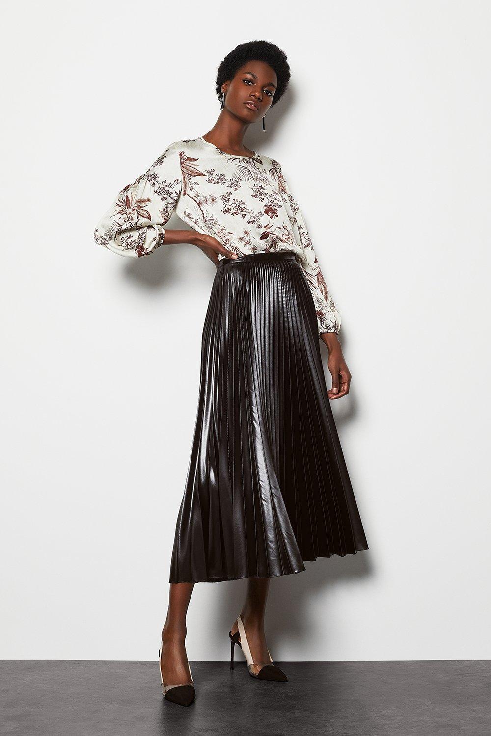 karen millen metallic pleated skirt