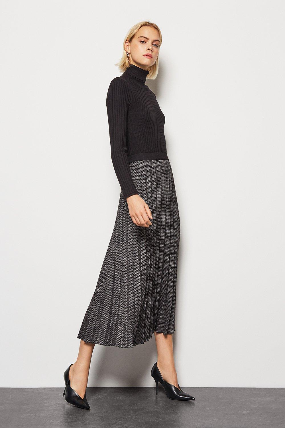 Houndstooth pleated skirt - Women