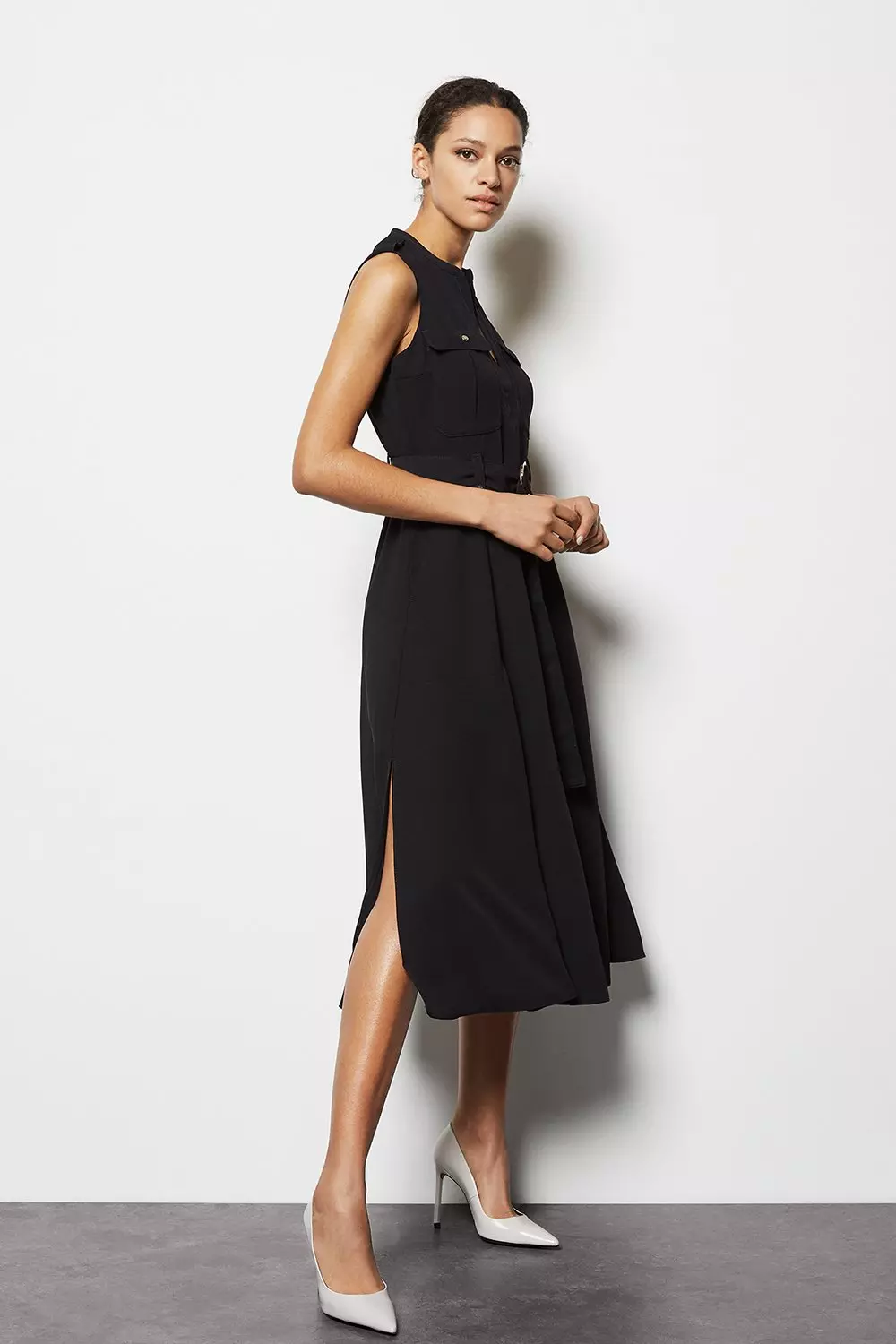 Karen millen black belted clearance dress