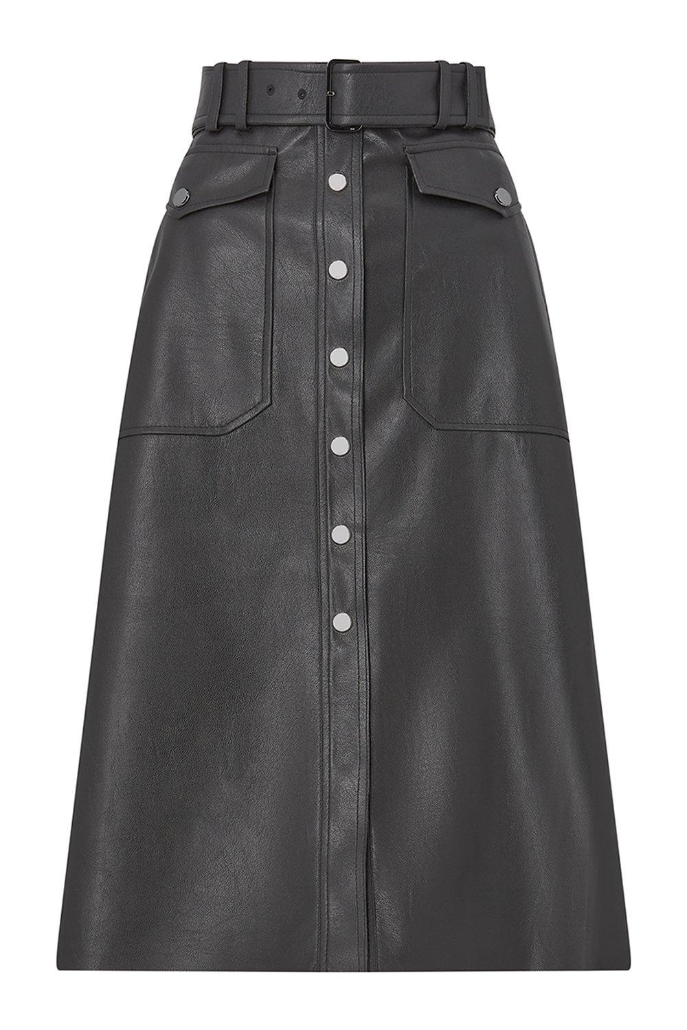 karen millen black leather skirt