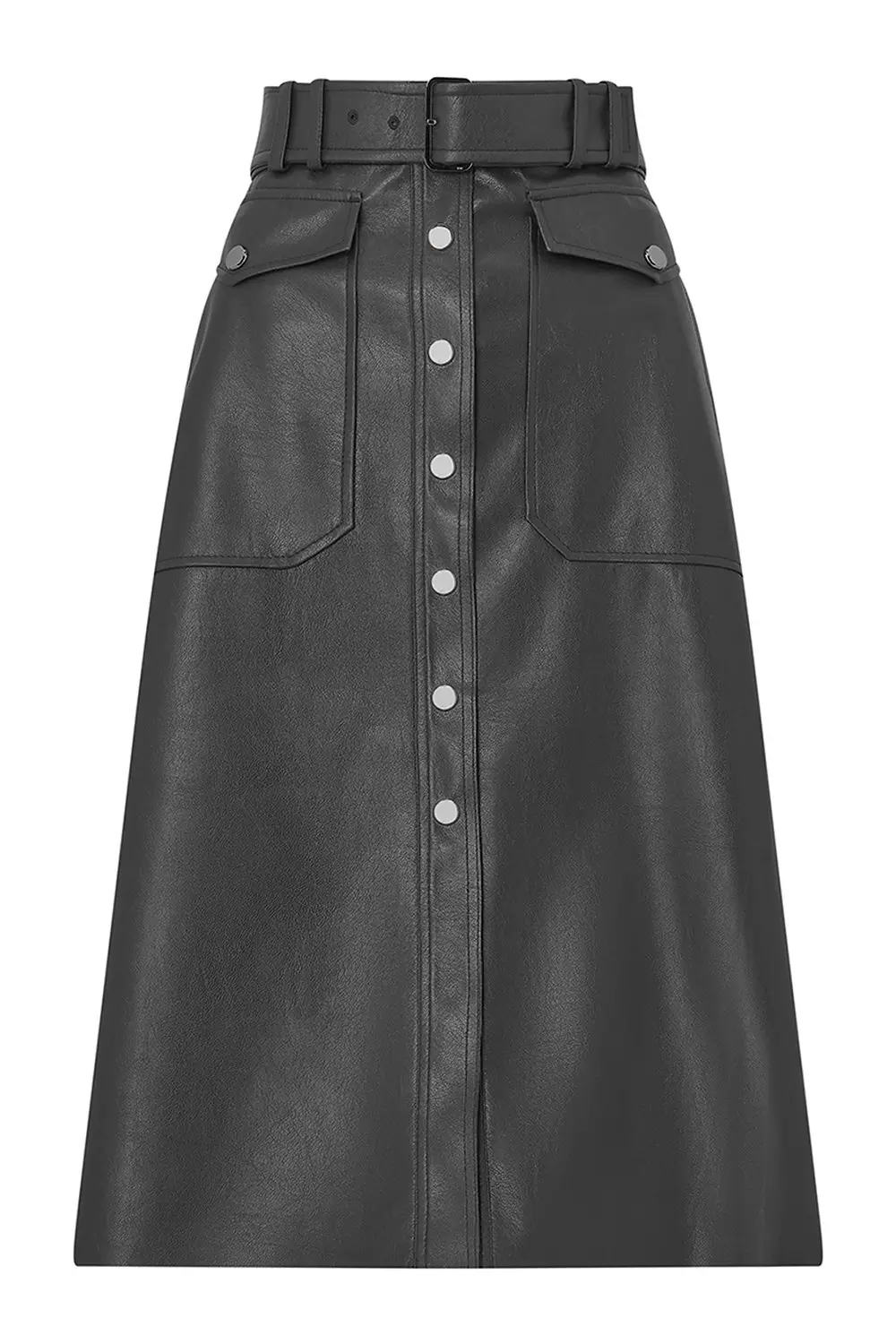 Midi A-Line Faux Leather Skirt | Karen Millen