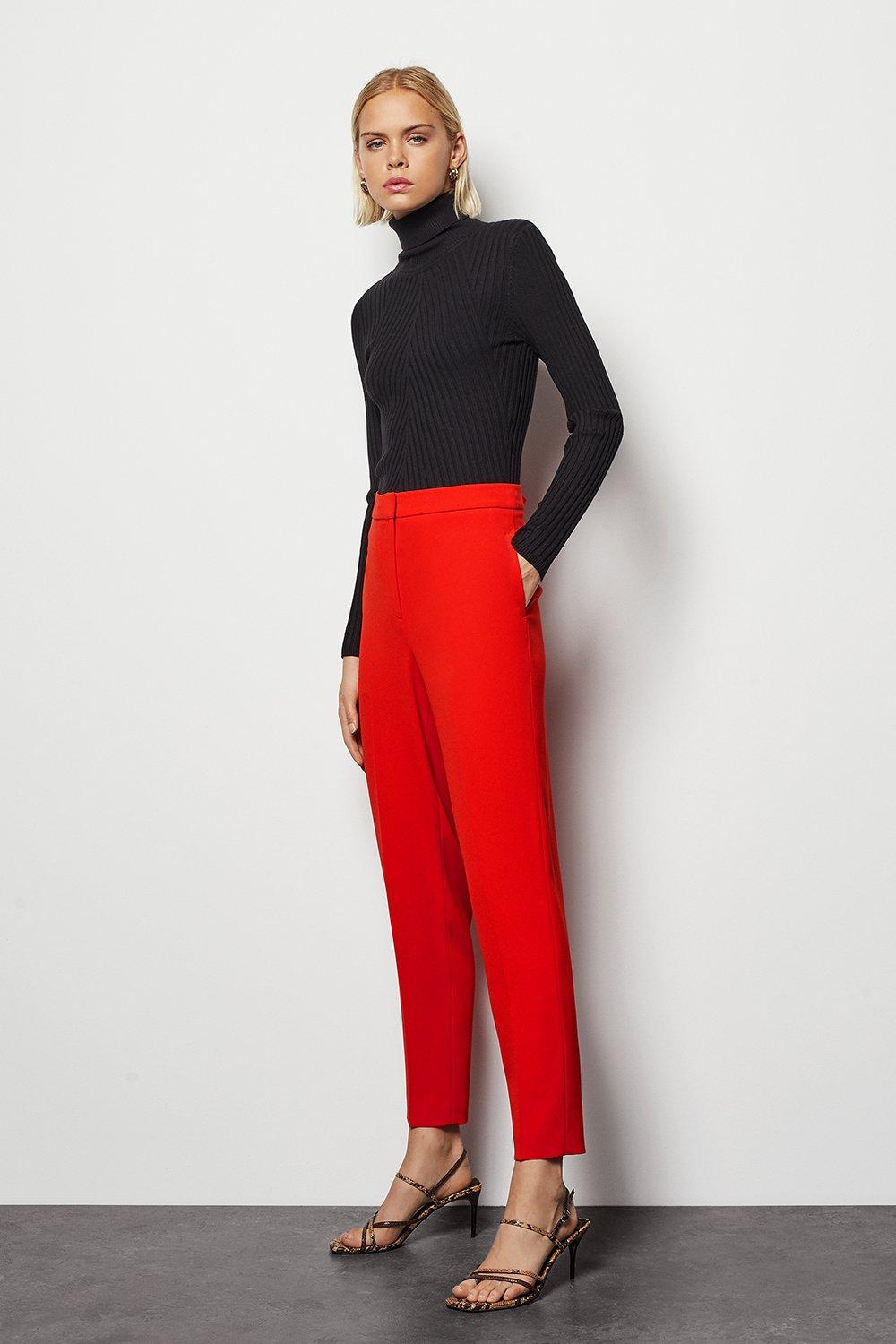 red tailored pants