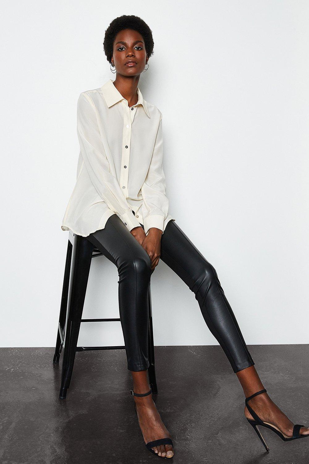 Leather hot sale ponte pants