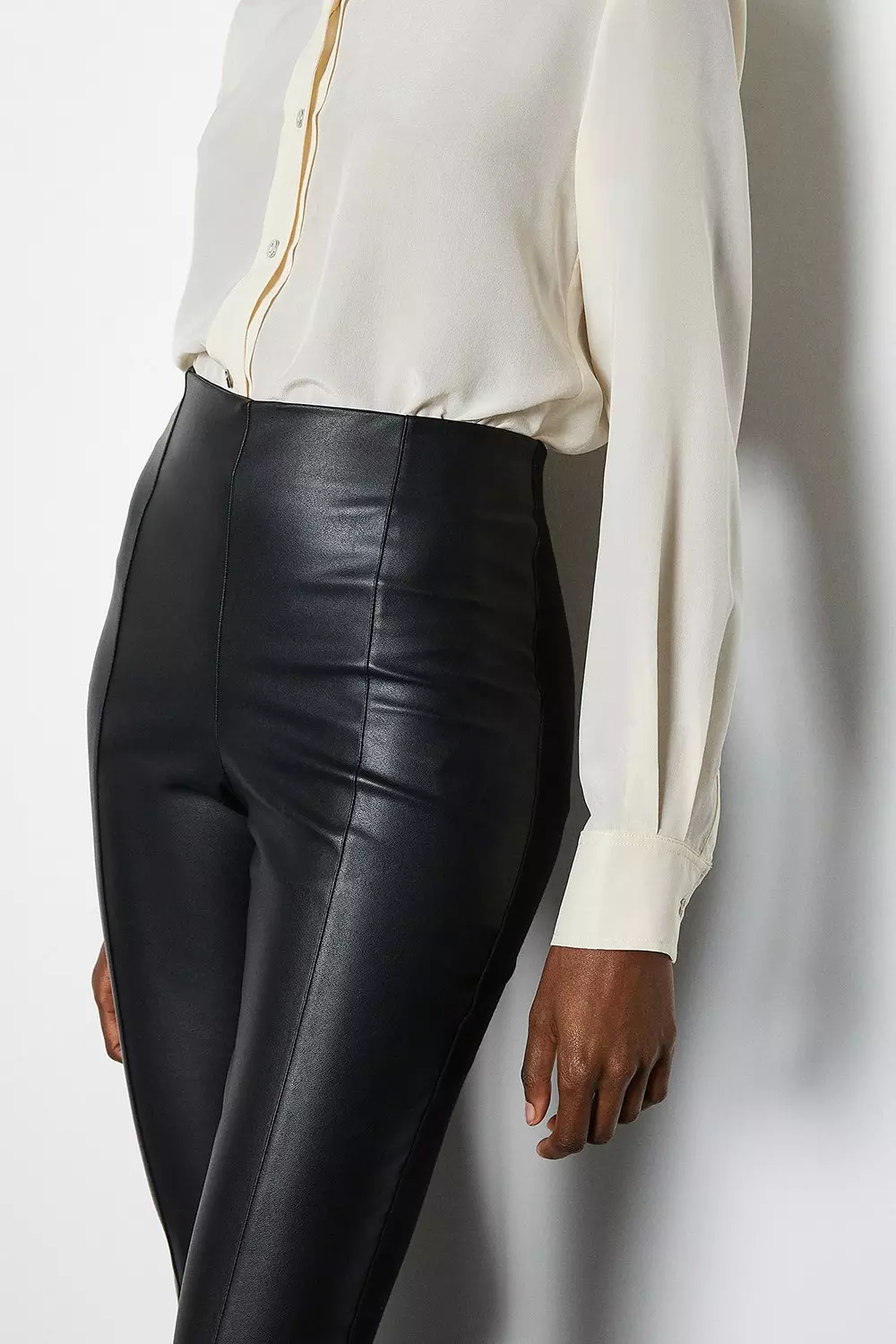 Leather Front Ponte Leggings, Autograph, M&S