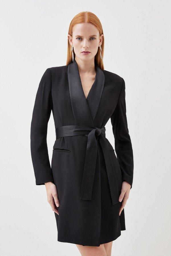 Karen millen black dress hotsell with belt