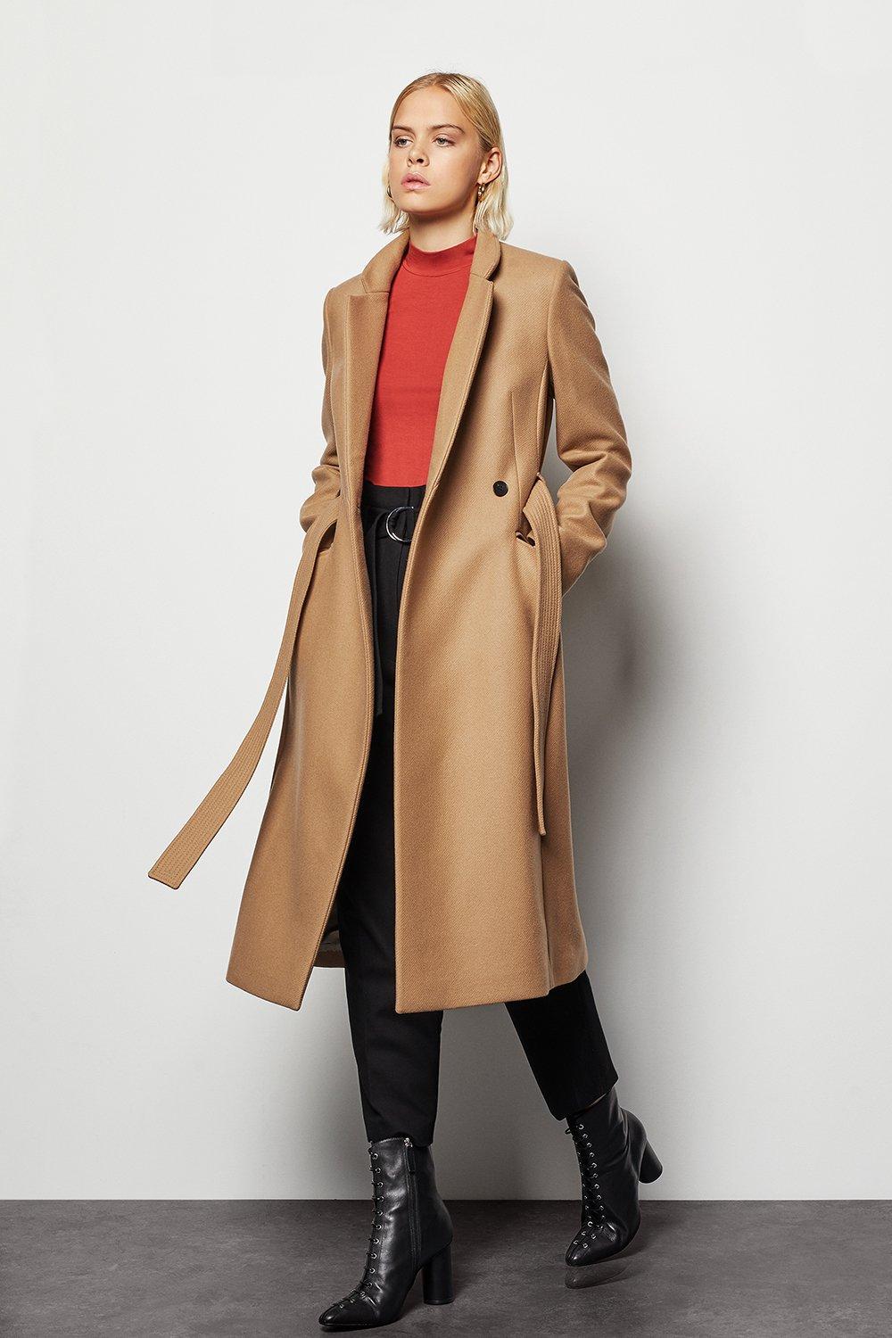 karen millen wool wrap camel coat