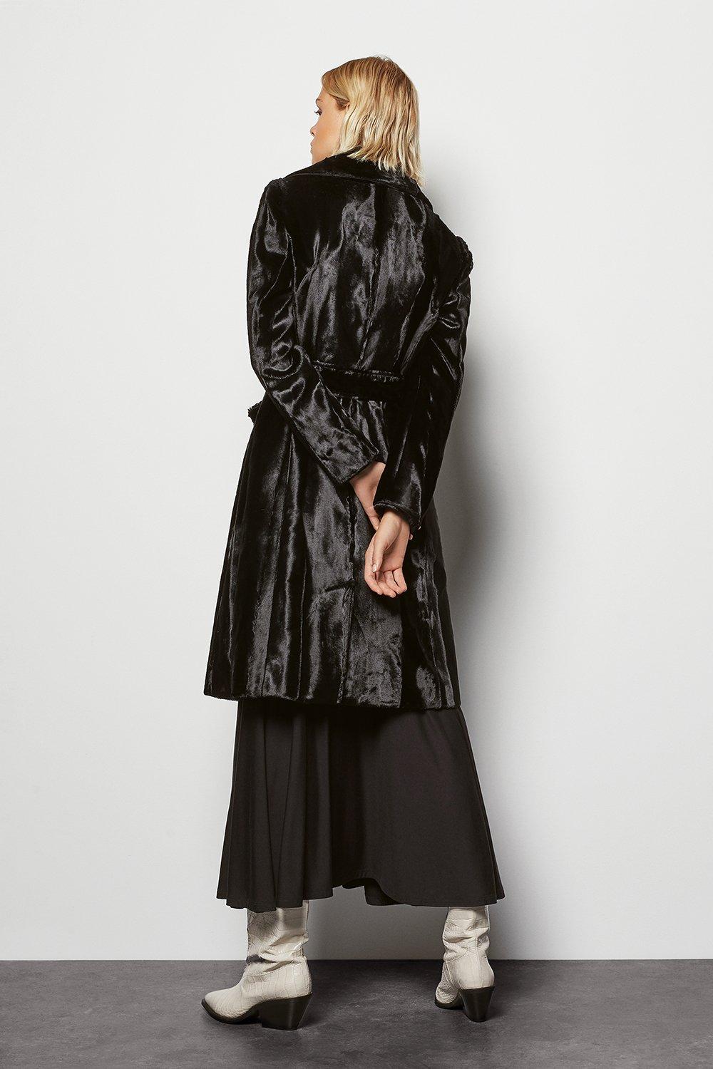 black fur wrap coat