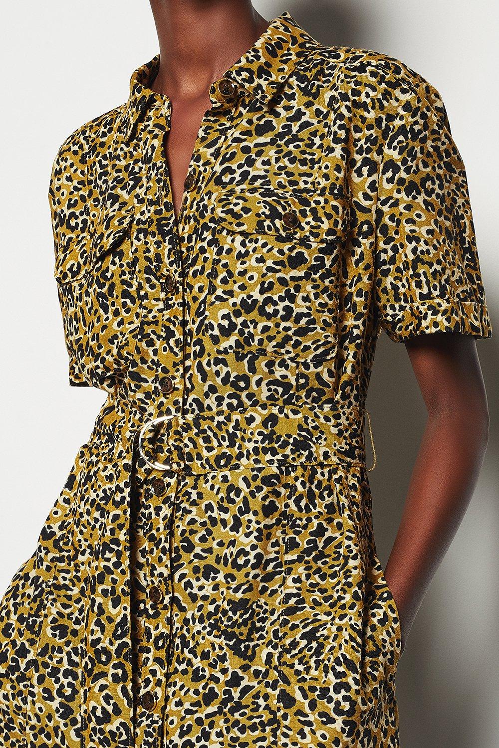 animal midi shirt dress