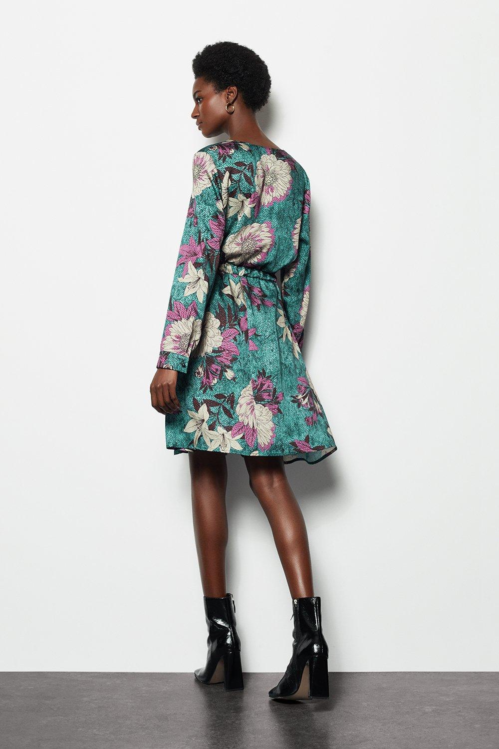 karen millen green silk wrap dress