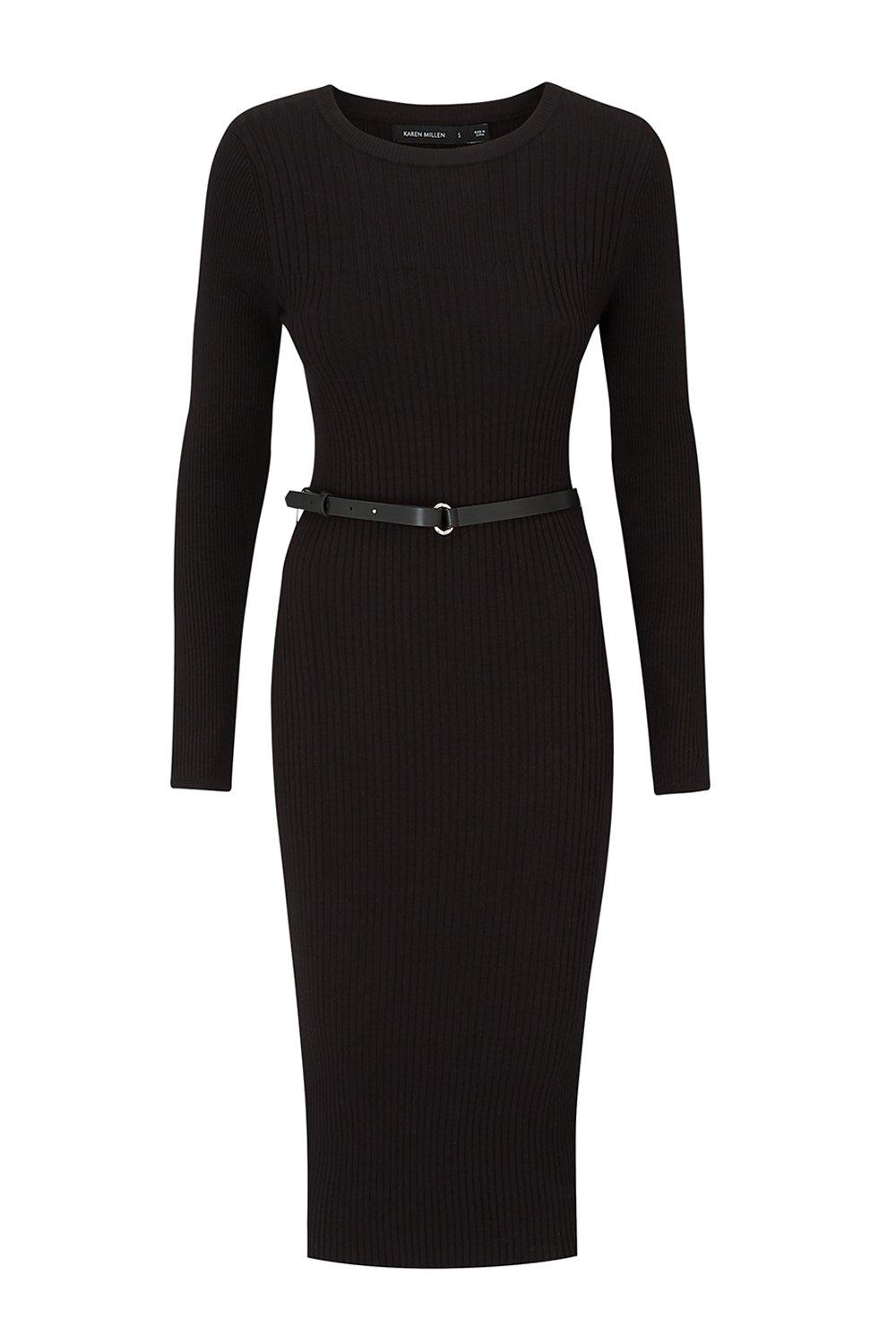 karen millen black dress with belt