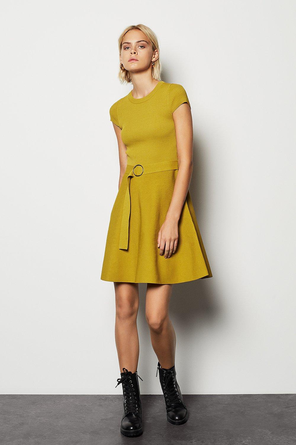 mustard yellow knitted dress