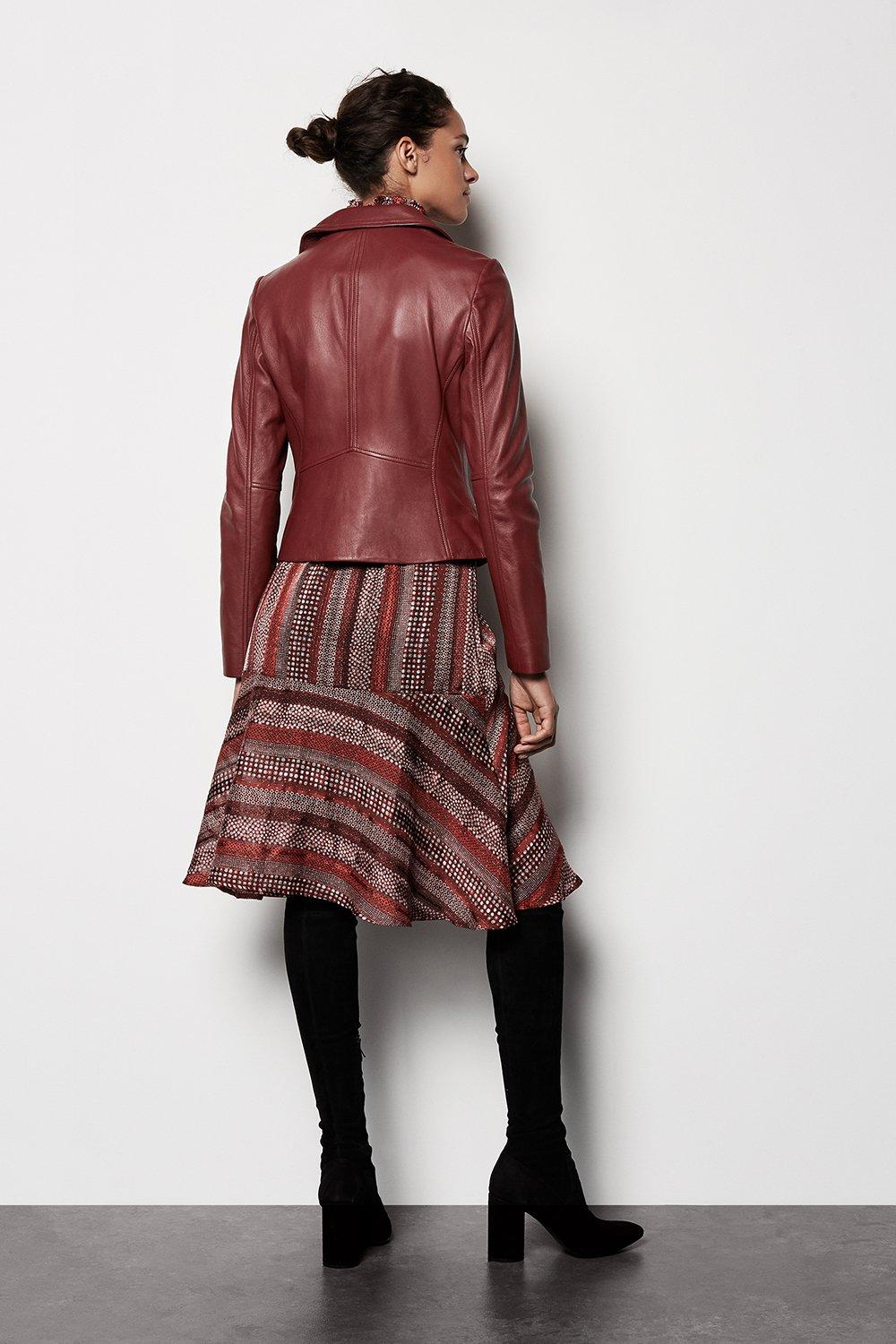 dark red biker jacket