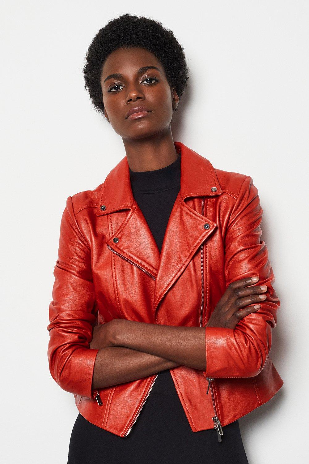 Medfølelse marts Plenarmøde Leather Signature Moto Jacket | Karen Millen