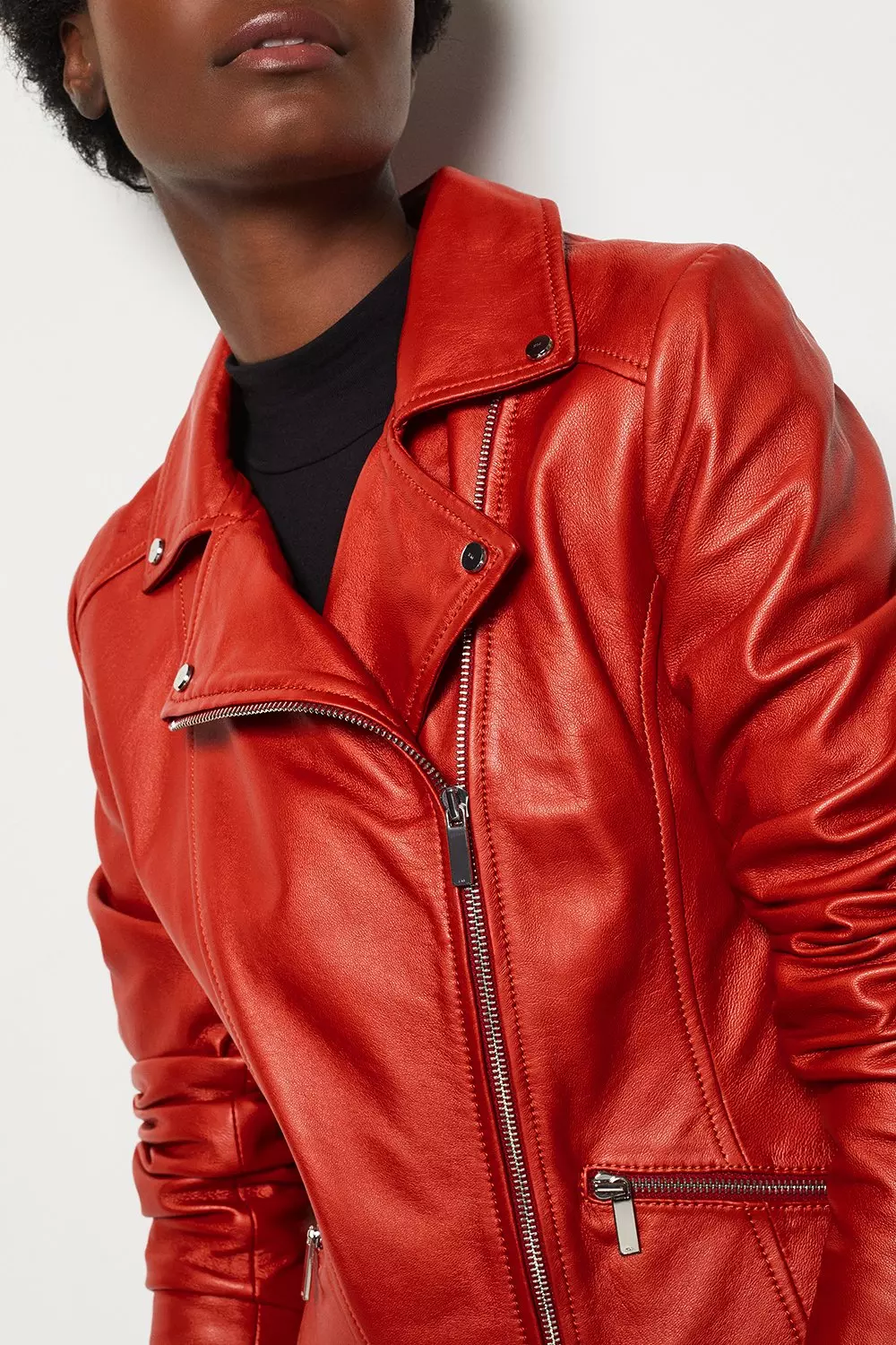 SUPREME DESIGN RED MOTORCYCLE BIKER LEATHER JACKET 100% LEATHER