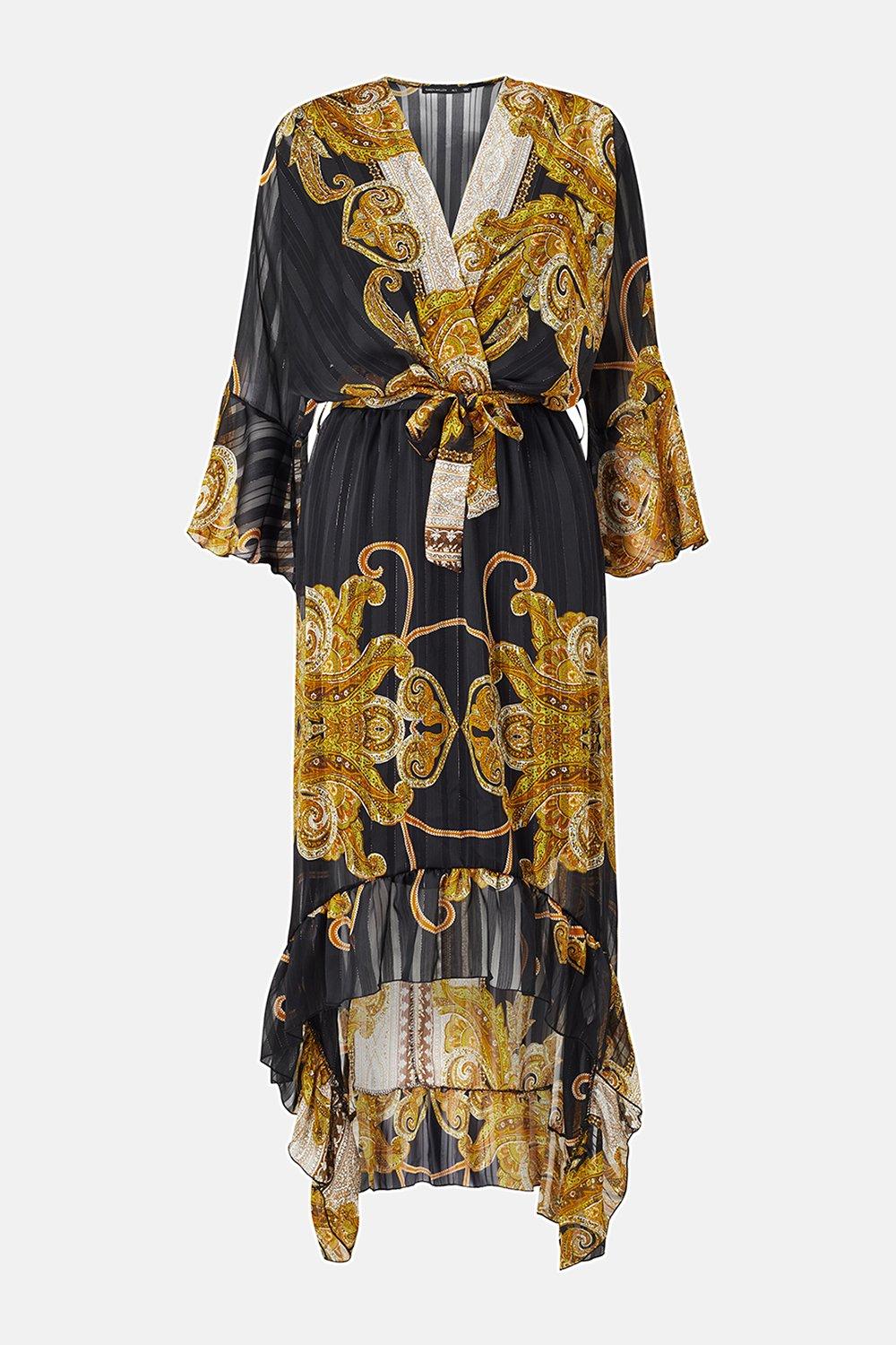 black and gold chain print dress