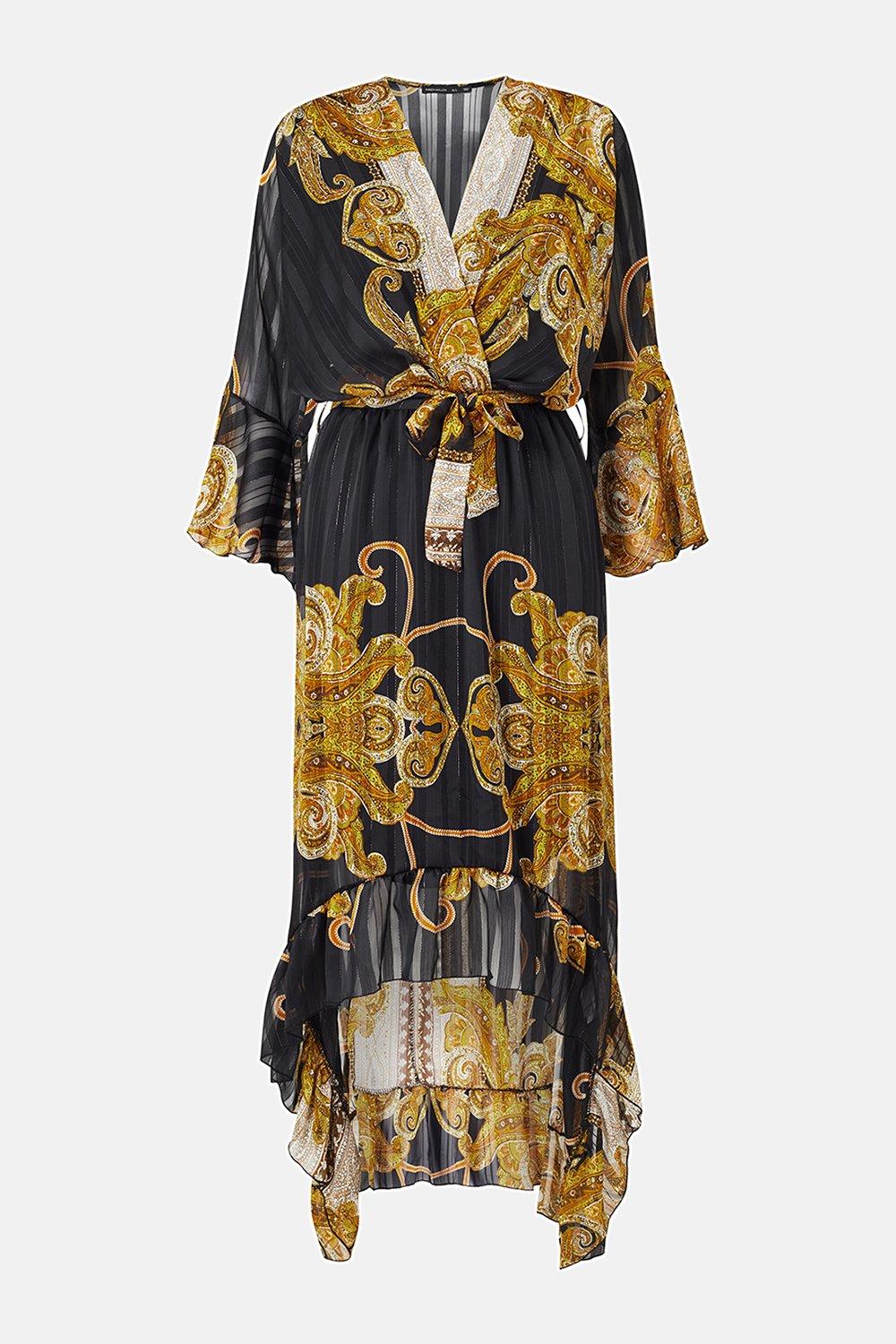 gold chain print dress