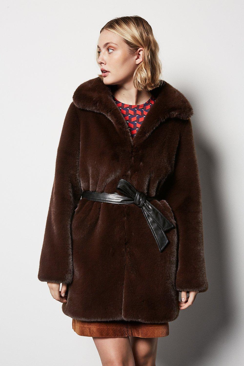 belted fur jacket