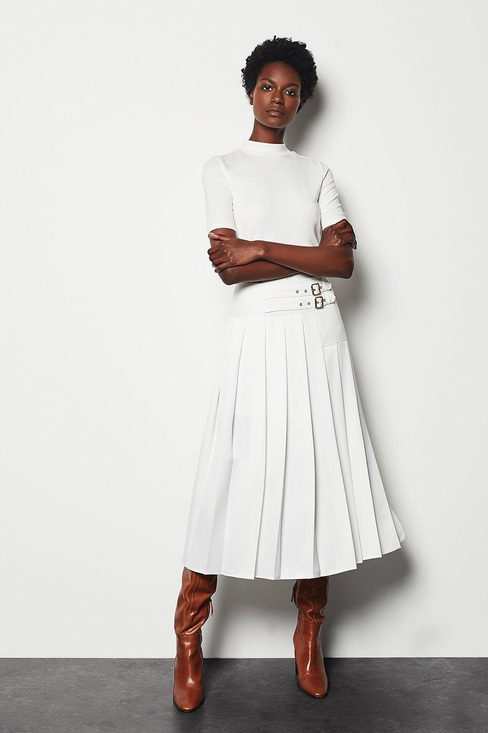wrap dress with pleated skirt