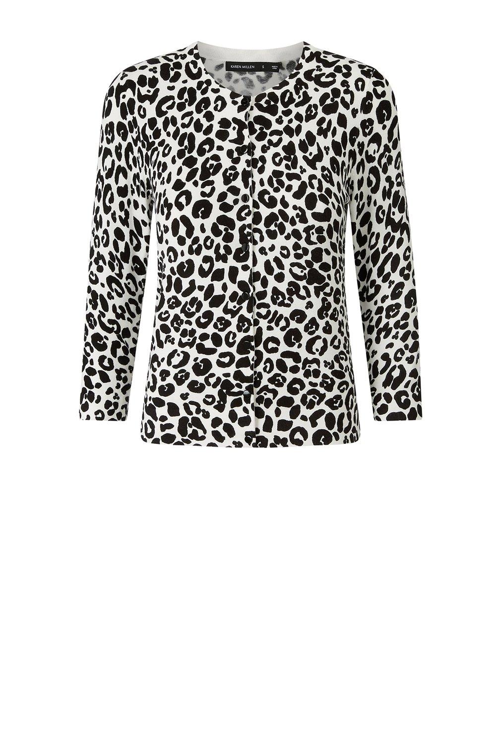 white leopard print cardigan
