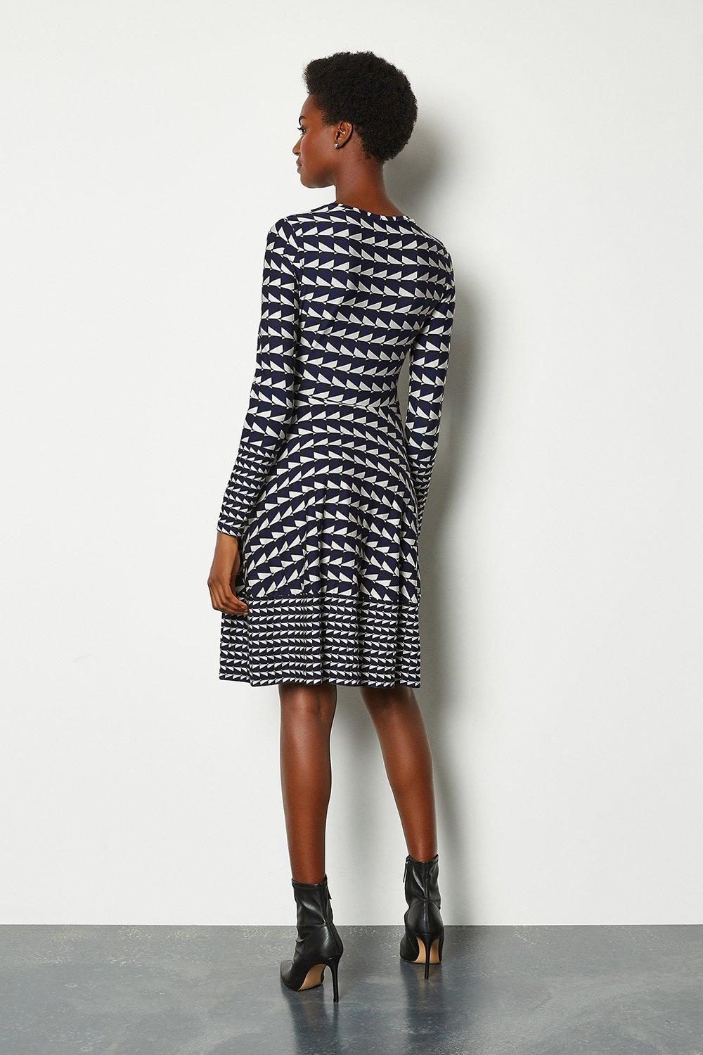 karen millen interlaced geo trim dress