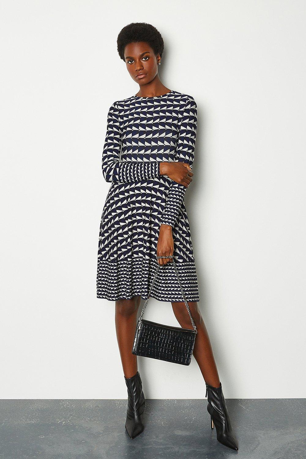 karen millen interlaced geo trim dress