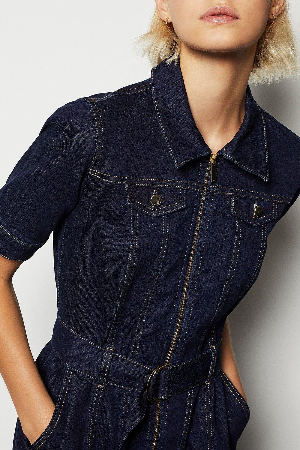 karen millen belted denim dress