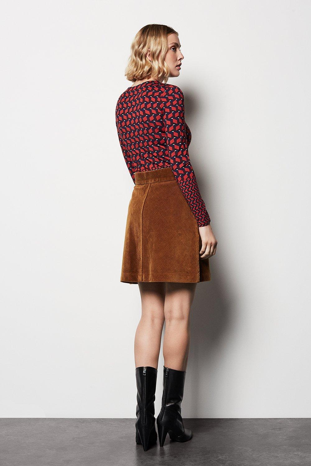 maroon cord skirt