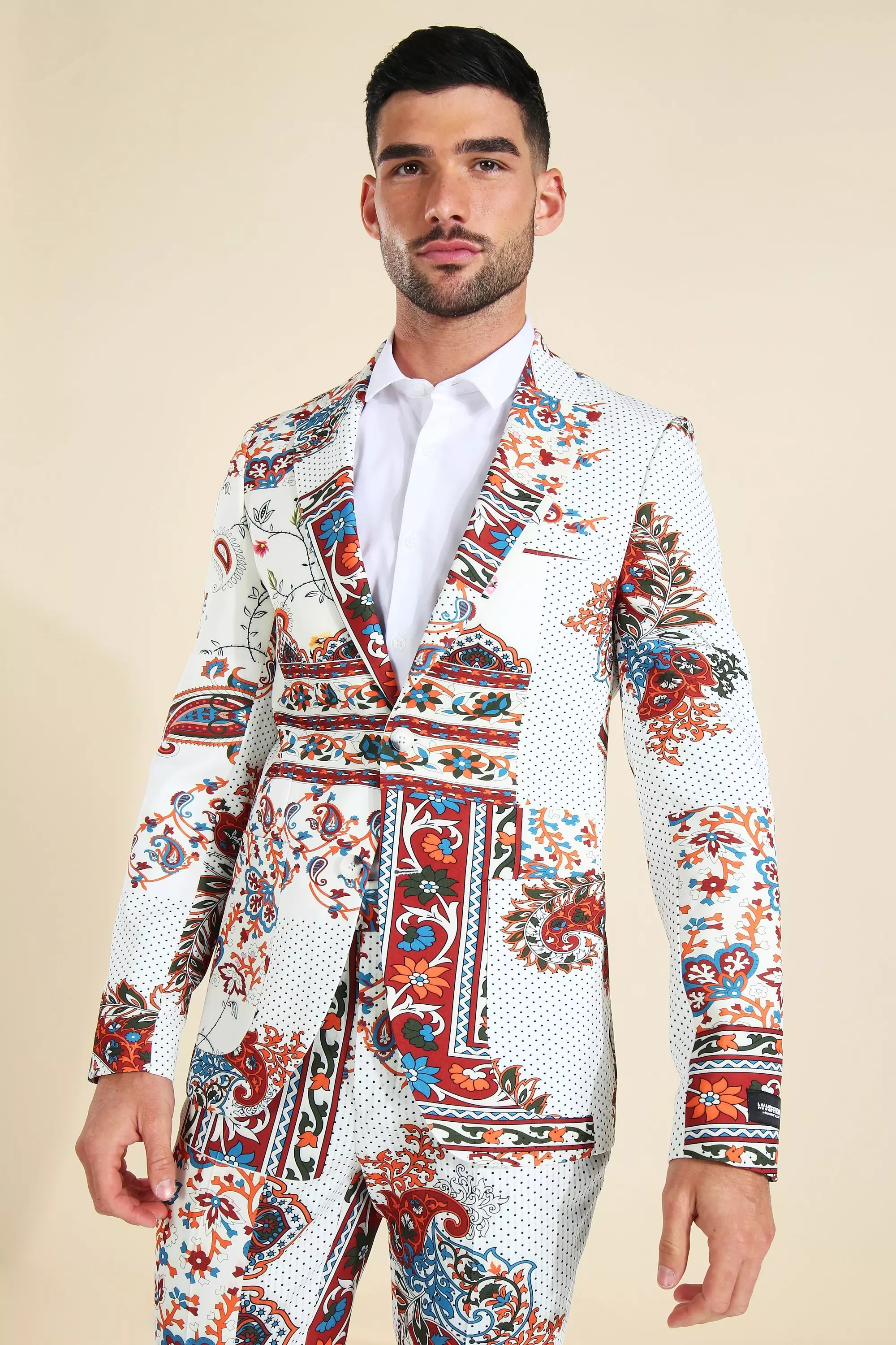 White paisley clearance suit jacket