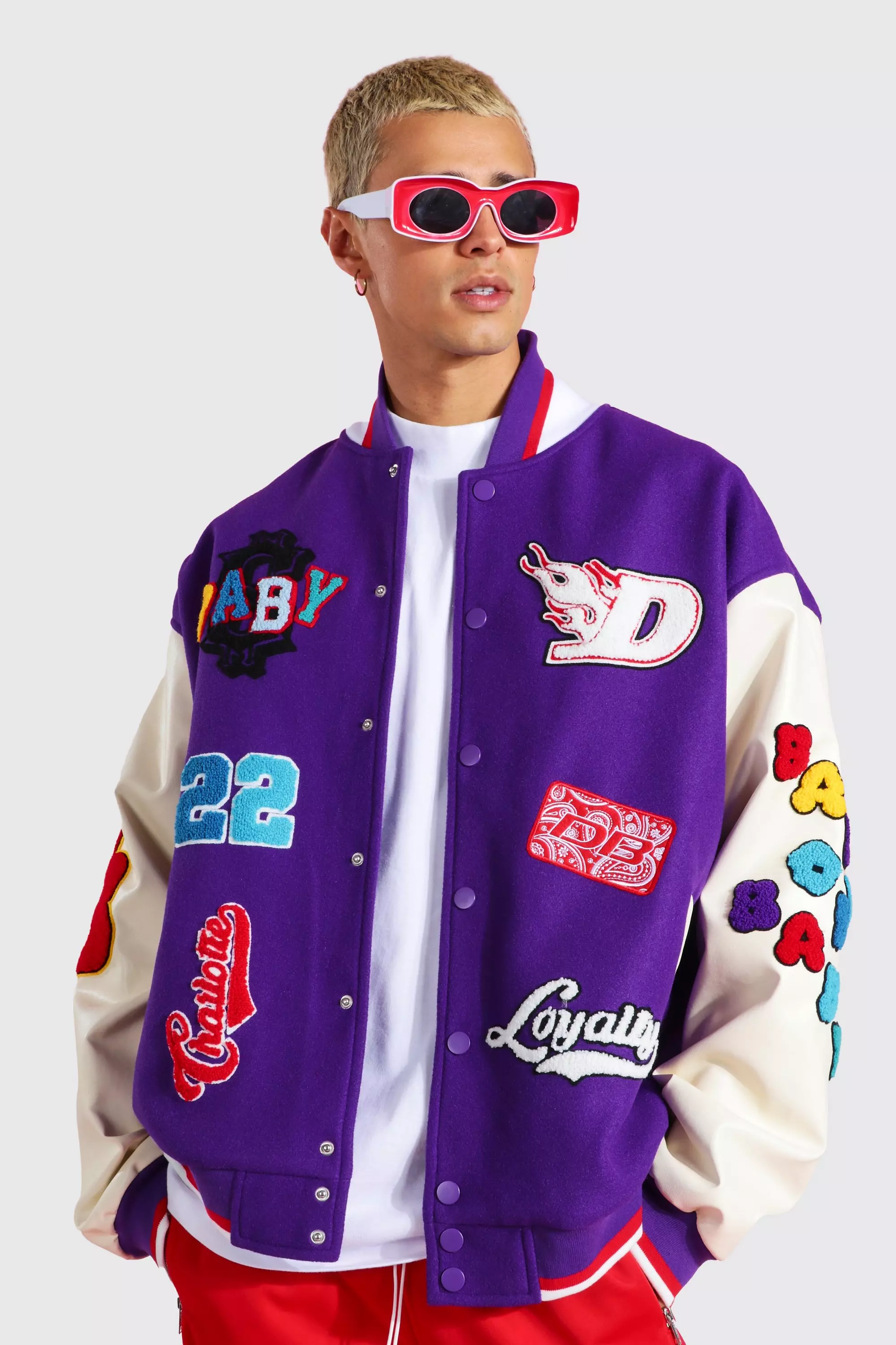 Baseball Jackets- Purple Oversized Varsity Jackets for Men Online