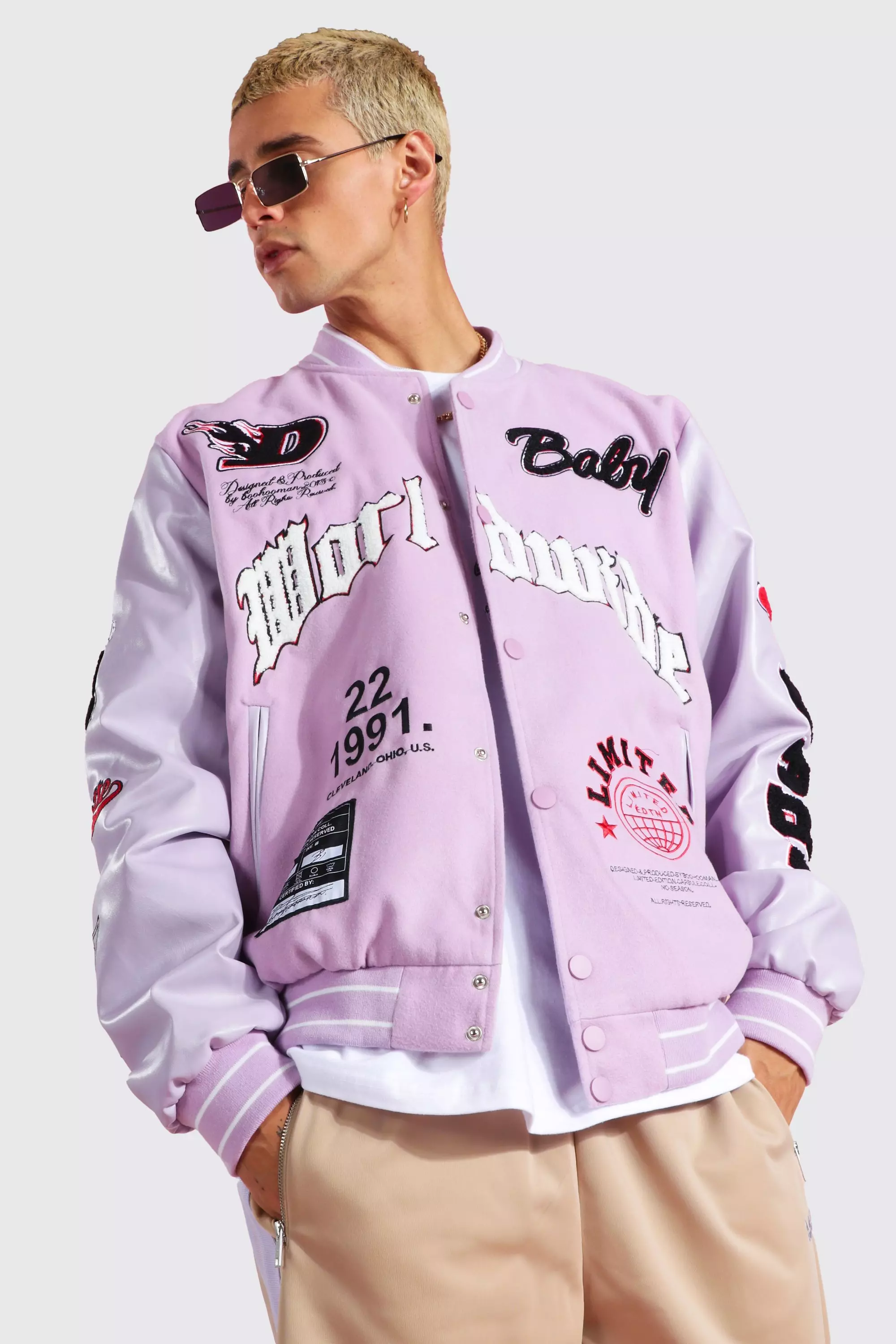 Boohooman pink clearance jacket