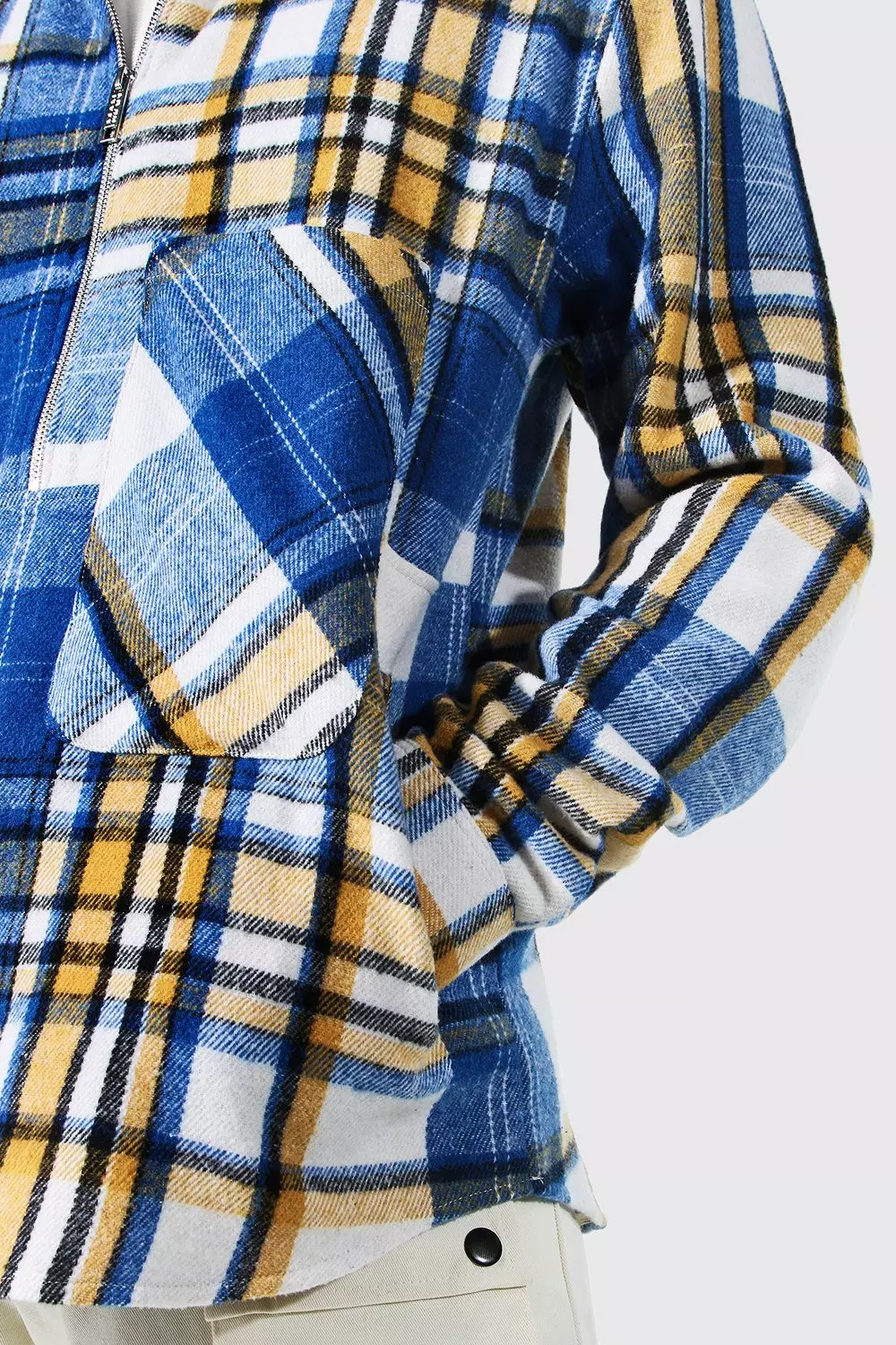 Check Heavy Brushed Flannel Shacket | boohooMAN USA