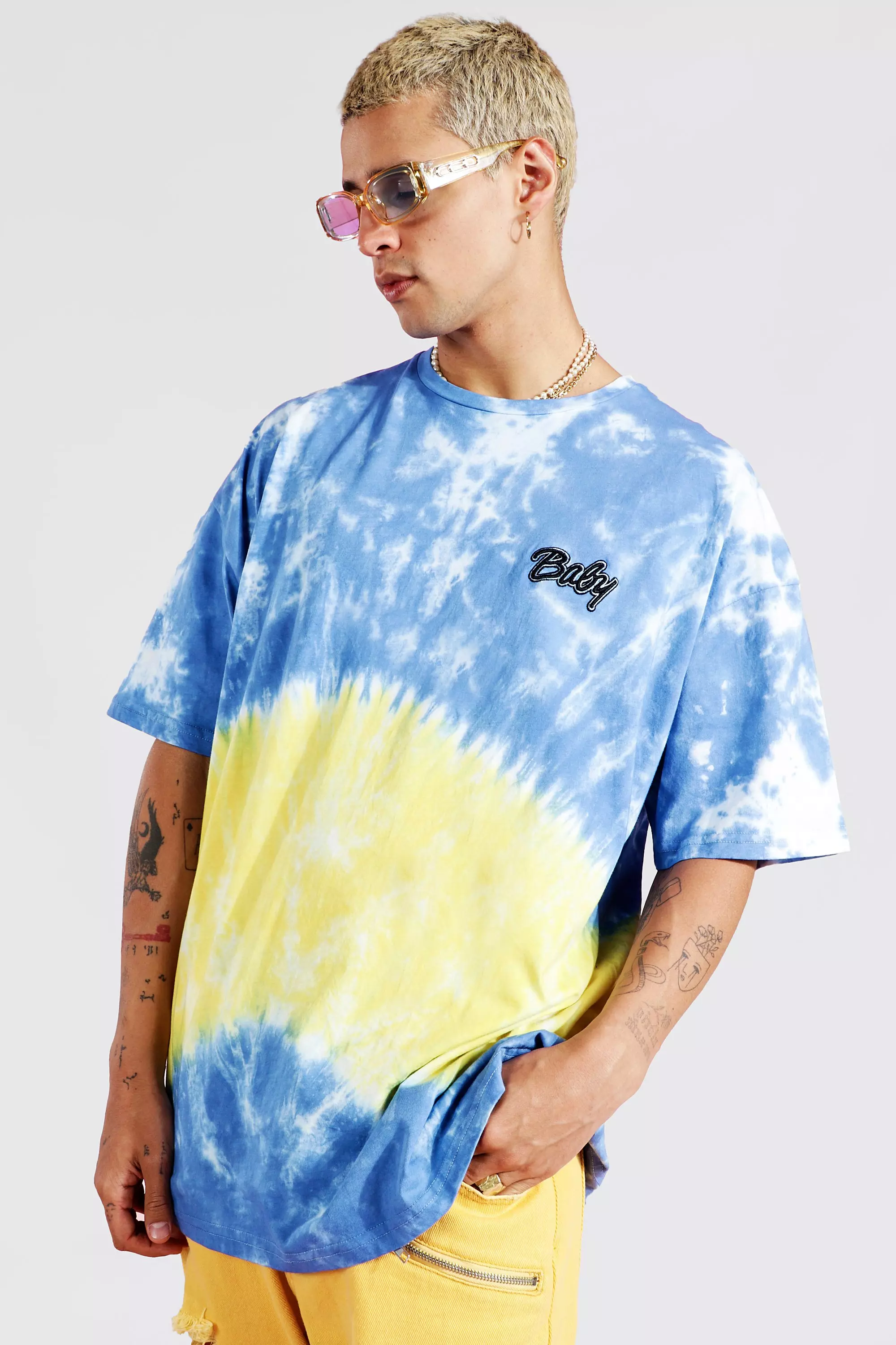 Oversized Blue Tie-Dye T-Shirt